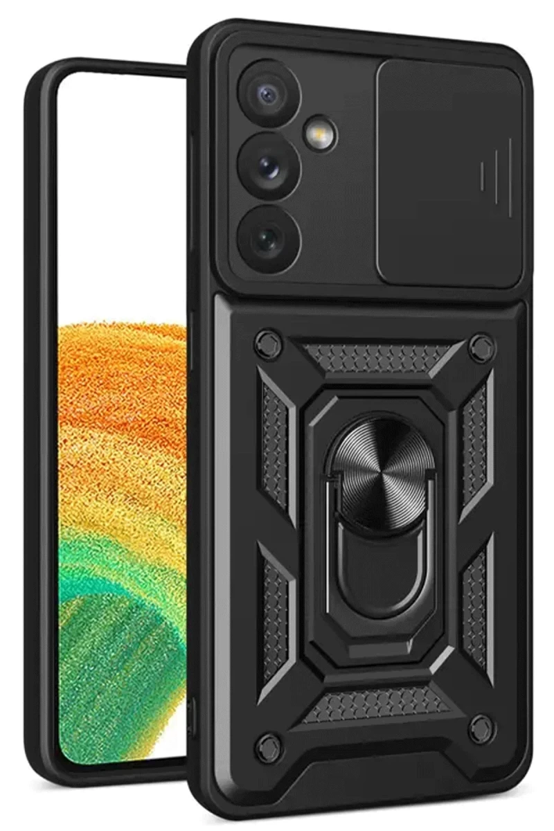 Samsung Galaxy S24 FE Uyumlu Pars Lens Yüzüklü Silikon - Siyah