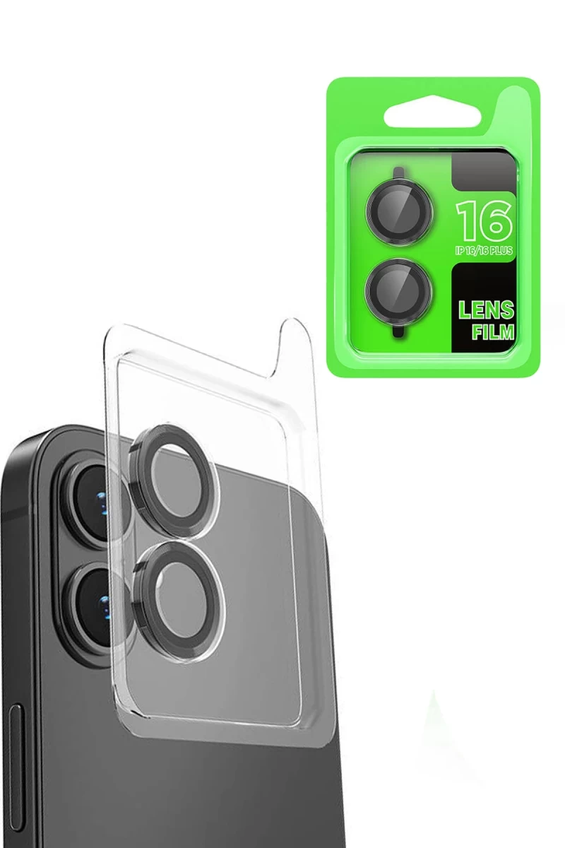 Apple iPhone 16 Uyumlu Raze Metal Kamera Lens - Siyah