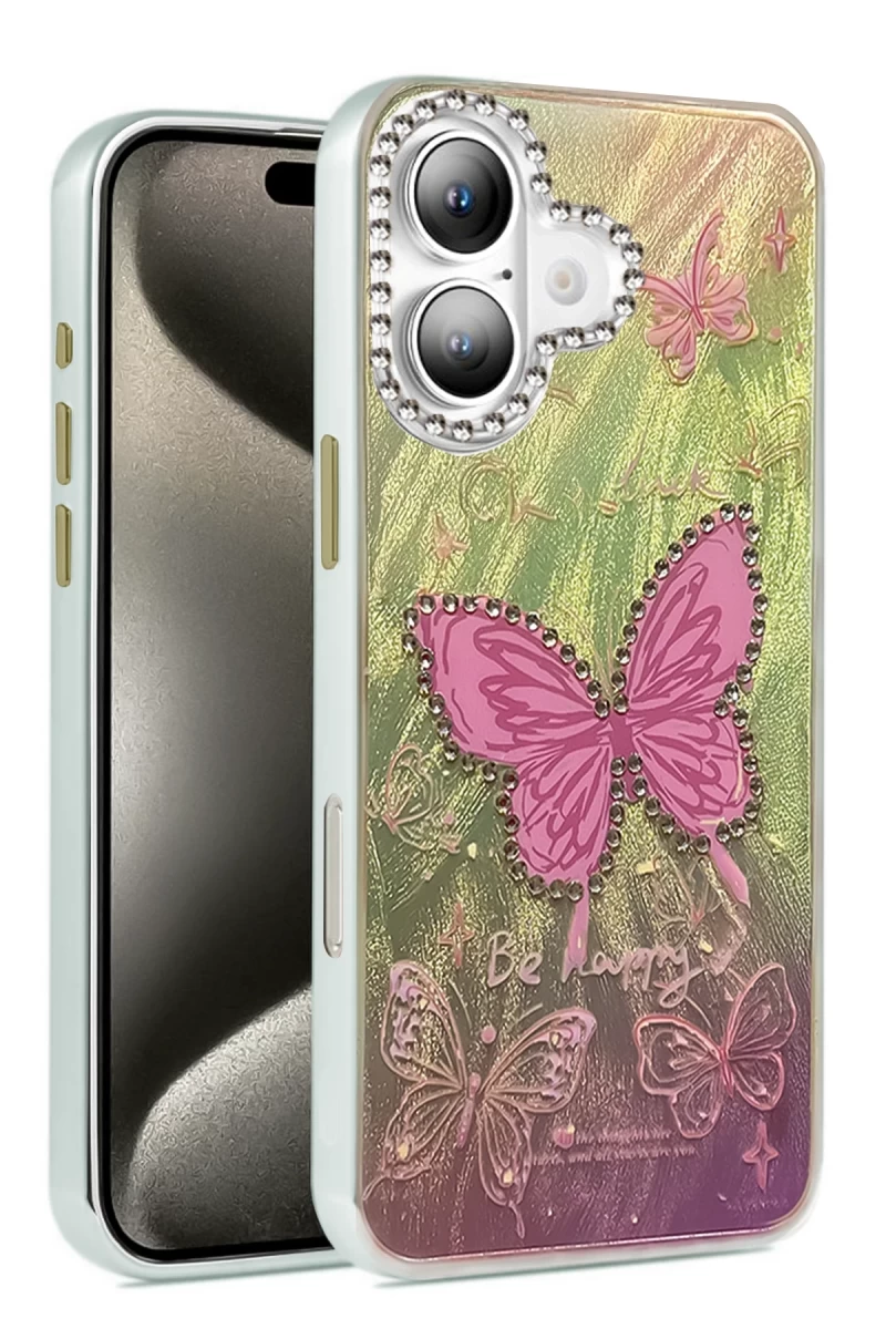Apple iPhone 16 Uyumlu Kılıf Blade Aynalı Desenli Kapak - Desen 5