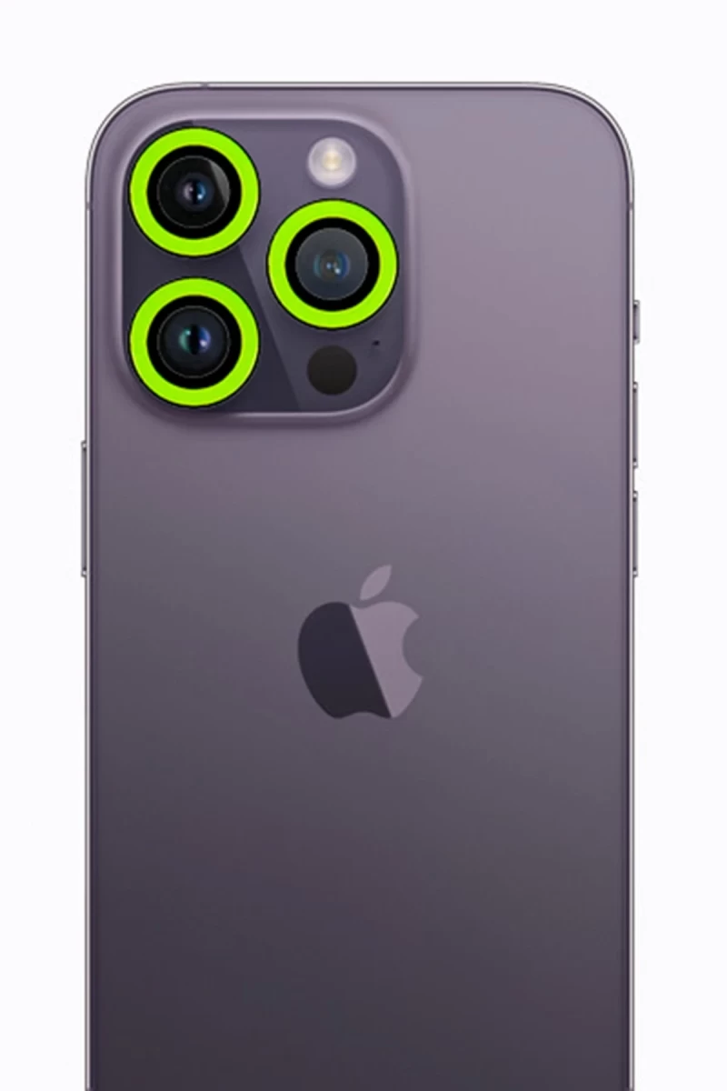 Apple iPhone 13 Pro Max Uyumlu Neon Fosforlu Kamera Lens - Yeşil