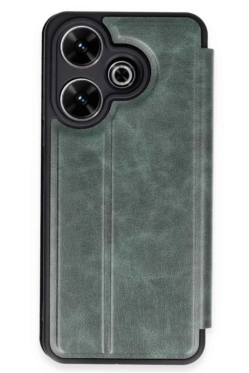 Xiaomi Redmi 13 4G Uyumlu Kılıf Flip Cover - Koyu Yeşil