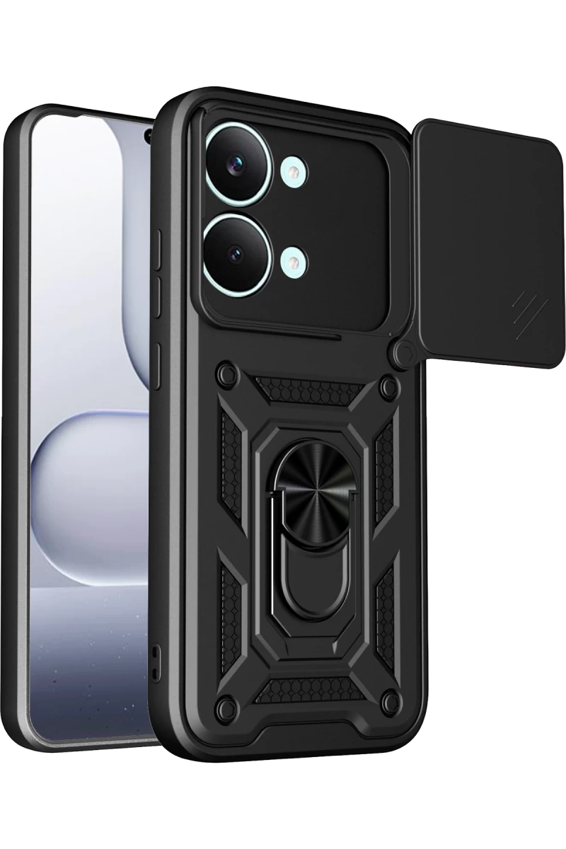 Xiaomi Poco X8 Pro Max Uyumlu Pars Lens Yüzüklü Silikon - Siyah