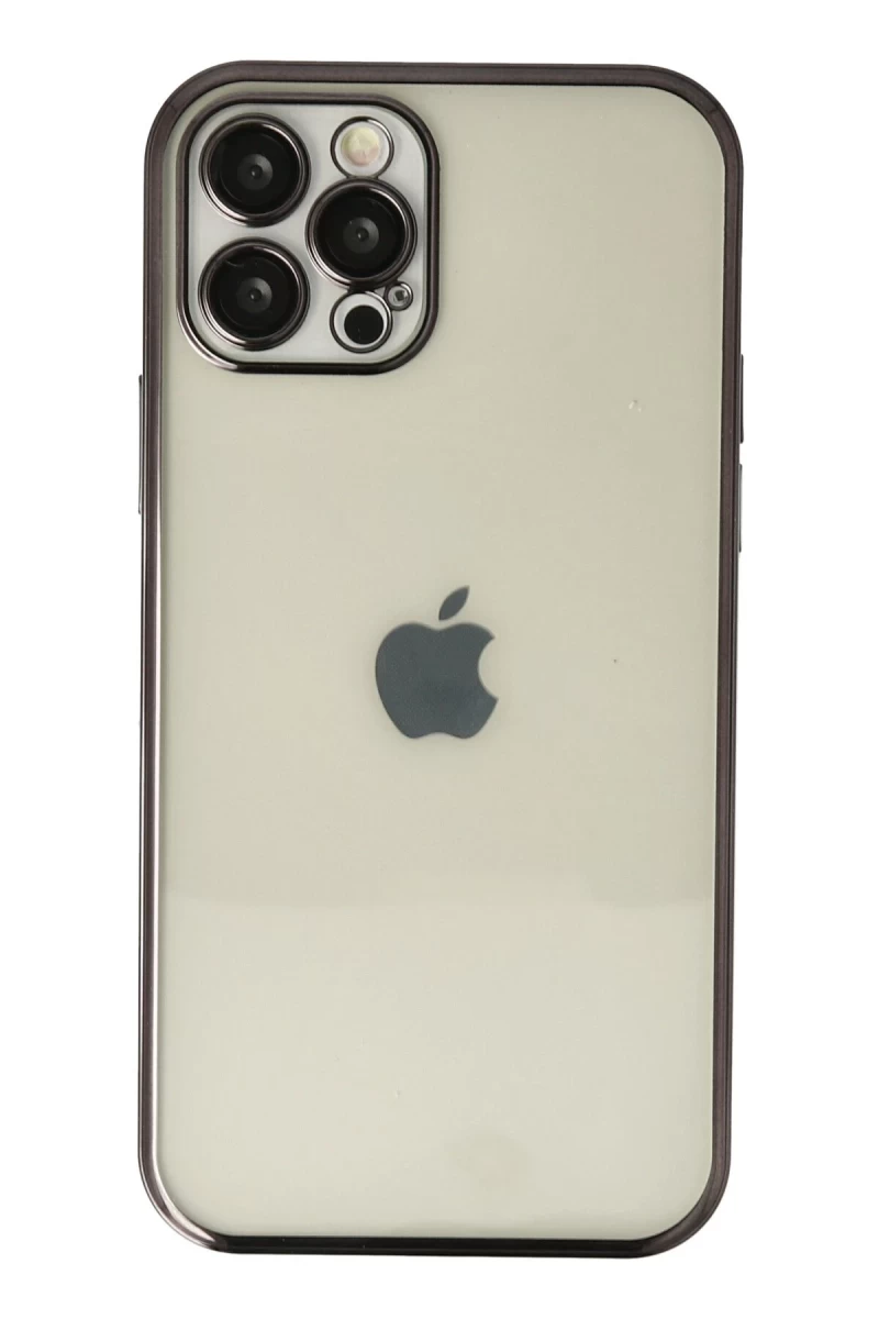 Apple iPhone 12 Pro Max Uyumlu Kılıf Lensli Silikon - Siyah