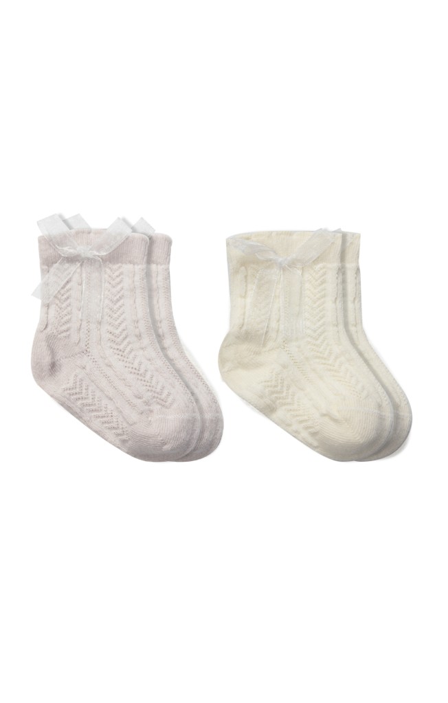 Fiyonklu Penye Soket Çorap 2li 10149 Taş · Beden: 6-12 Ay · Renk: Taş