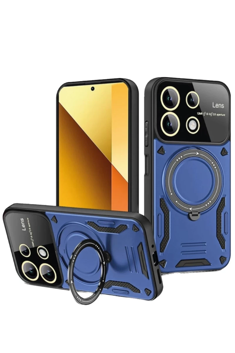 Xiaomi Redmi Note 13 4G Uyumlu Kılıf Joy Lens Standlı Kapak - Lacivert