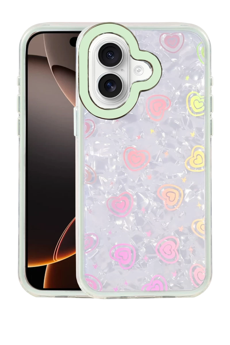 Apple iPhone 16 Uyumlu Lumi Desenli Kapak - Yeşil