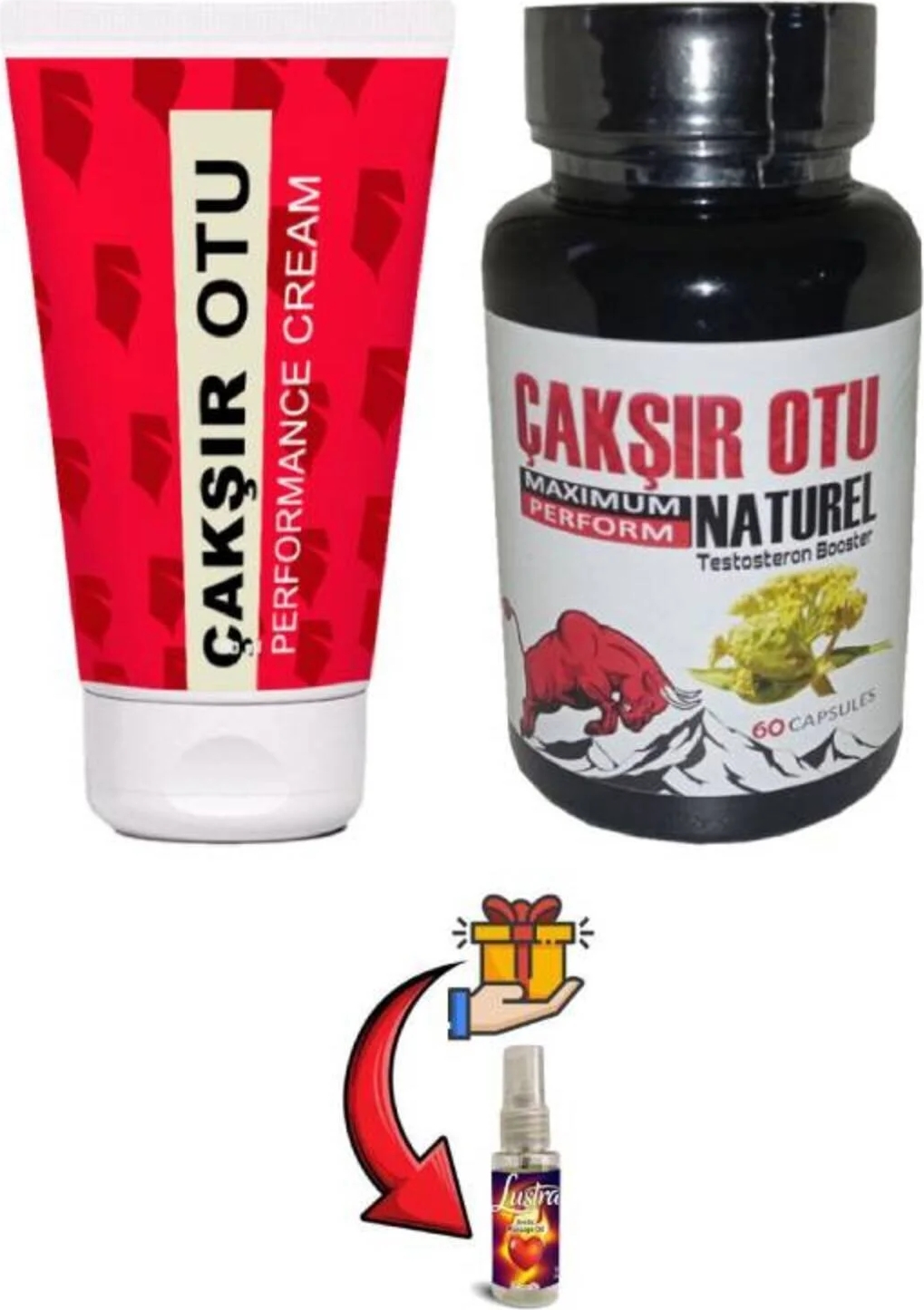 Çakşır Otu Set Erkeklere Özel Ürünü Doğal Dstklyci 60lı+Lustra Masaj Yağı