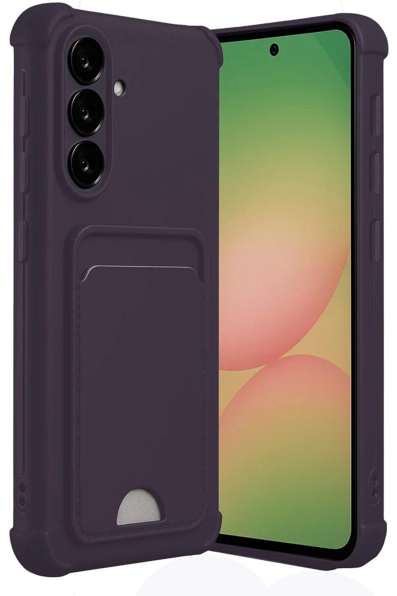Samsung Galaxy A56 Uyumlu Kılıf Kelvin Kartvizitli Silikon - Derin Mor
