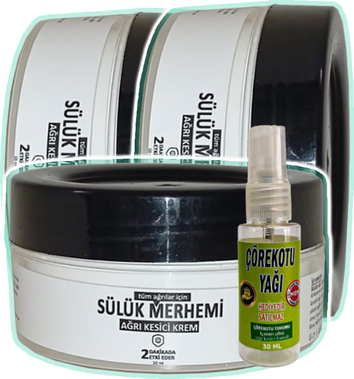 Sülük Merhemi 3 Adet 50 ml Teskin Kremi + Çörek Otu Yağı Teskin Yağı 30 ml