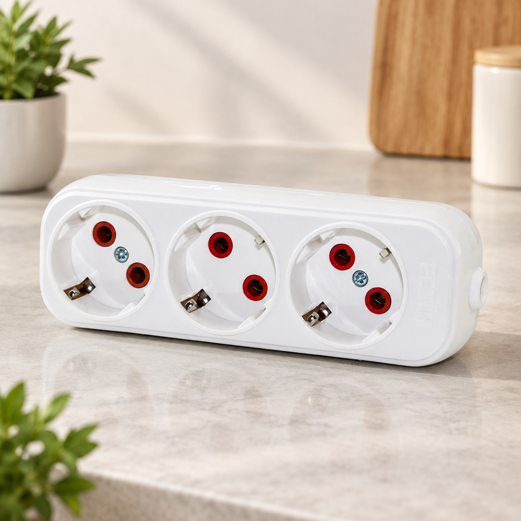 Topraklı grup priz klemensli 3 priz