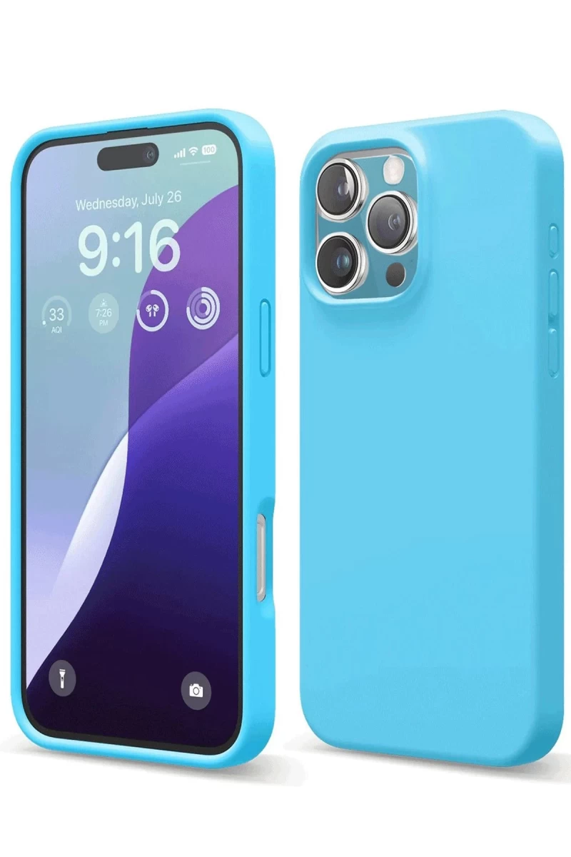 Apple iPhone 16 Pro Max Uyumlu Kılıf Nano içi Kadife Silikon - Mavi