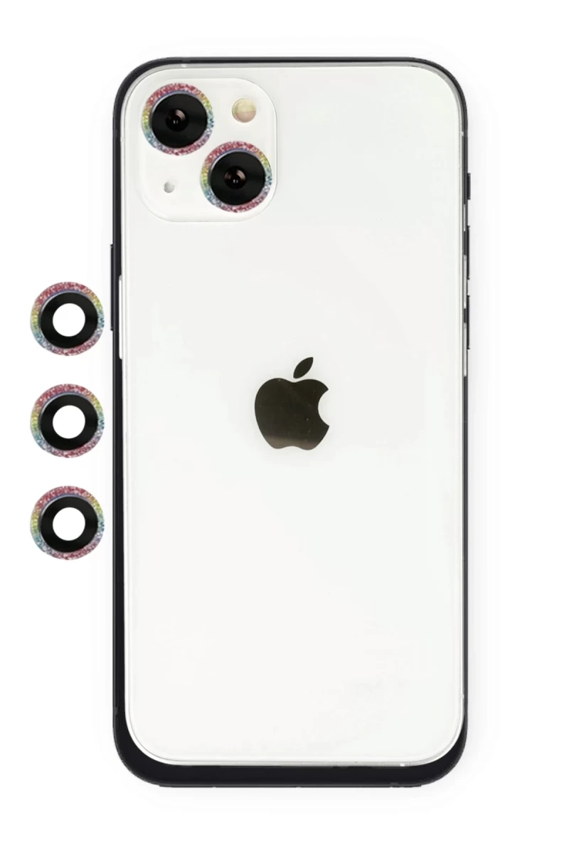 Apple iPhone 14 Uyumlu Shine Kamera Lens - Rainbow