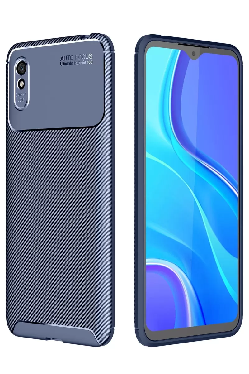 Xiaomi Redmi 9A Uyumlu Kılıf Auto Focus Karbon Kapak - Lacivert