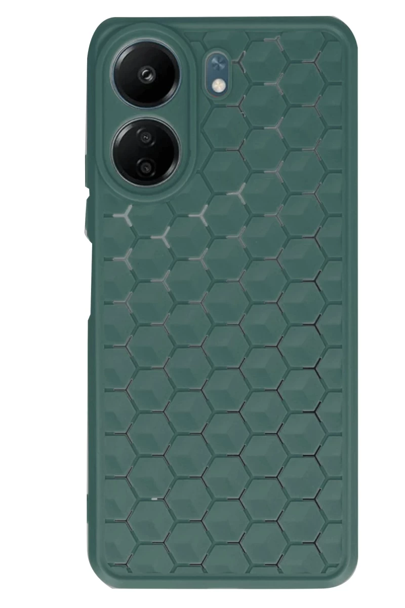 Xiaomi Redmi 13C Uyumlu Kılıf Petek Silikon Kapak - Koyu Yeşil