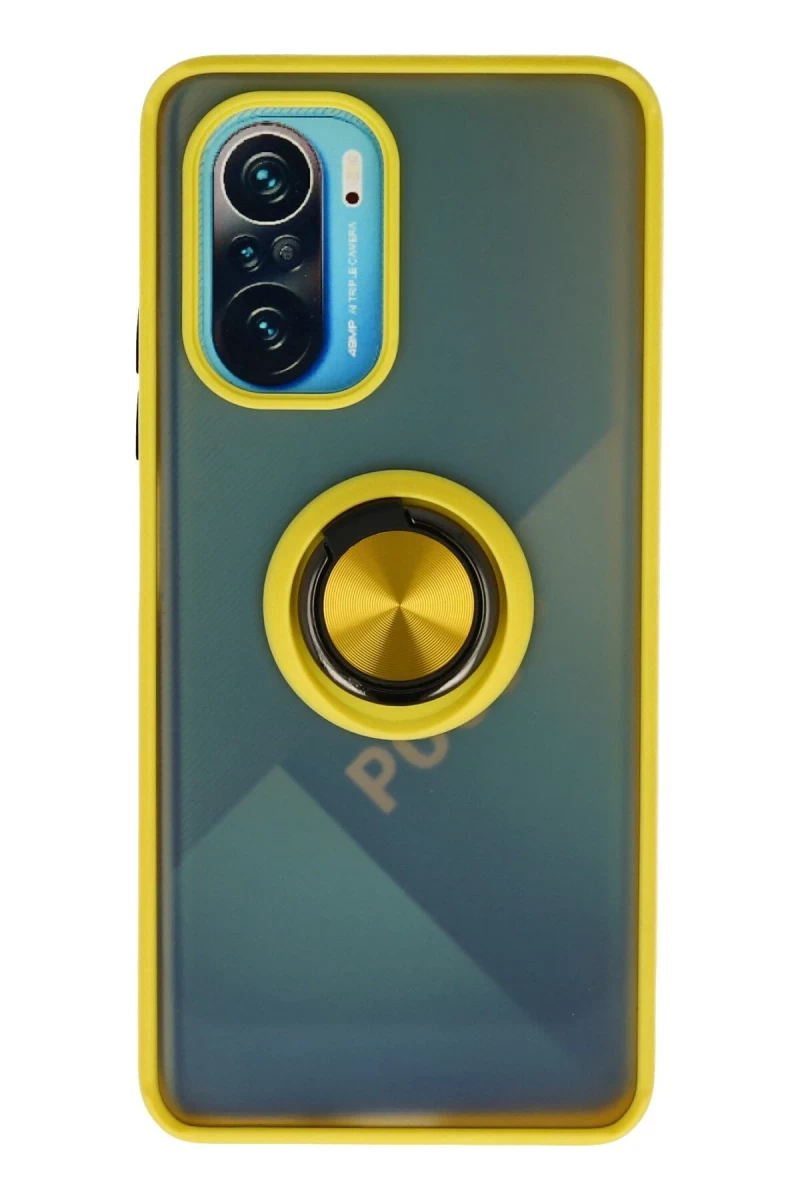 Xiaomi Redmi K40 Uyumlu Kılıf Montreal Yüzüklü Silikon Kapak - Sarı