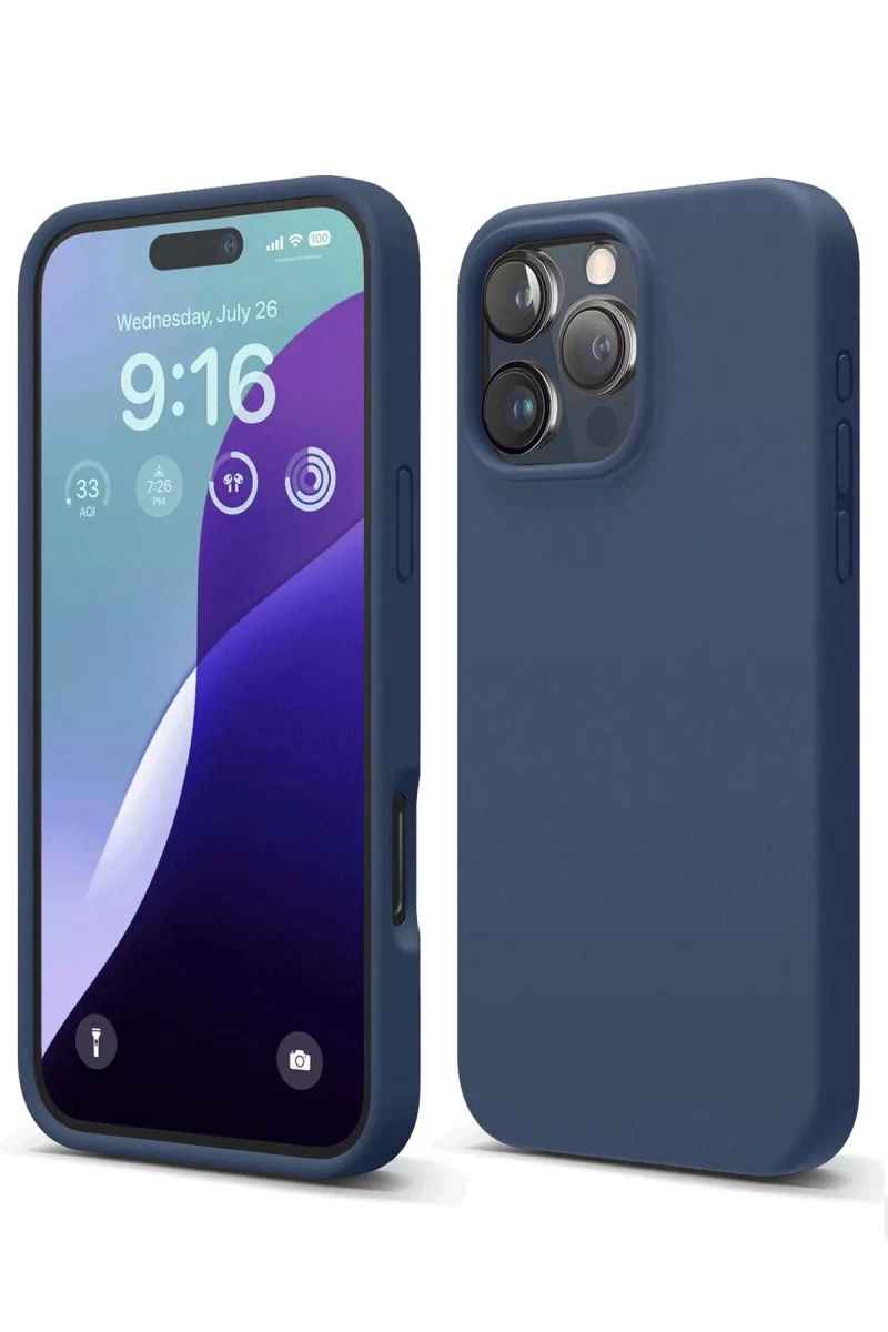 Apple iPhone 16 Pro Max Uyumlu Kılıf Nano içi Kadife Silikon - Lacivert