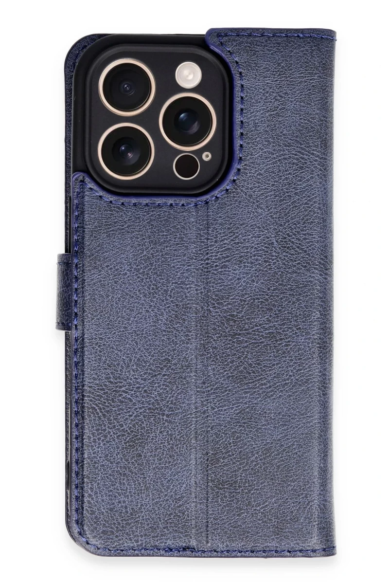 Apple iPhone 16 Pro Uyumlu Kılıf Trend S Plus Kapaklı Kılıf - Lacivert