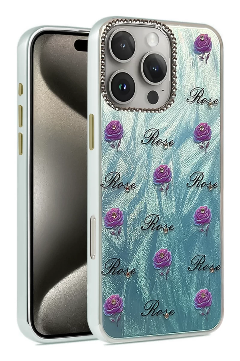 Apple iPhone 16 Pro Uyumlu Kılıf Blade Aynalı Desenli Kapak - Desen 9