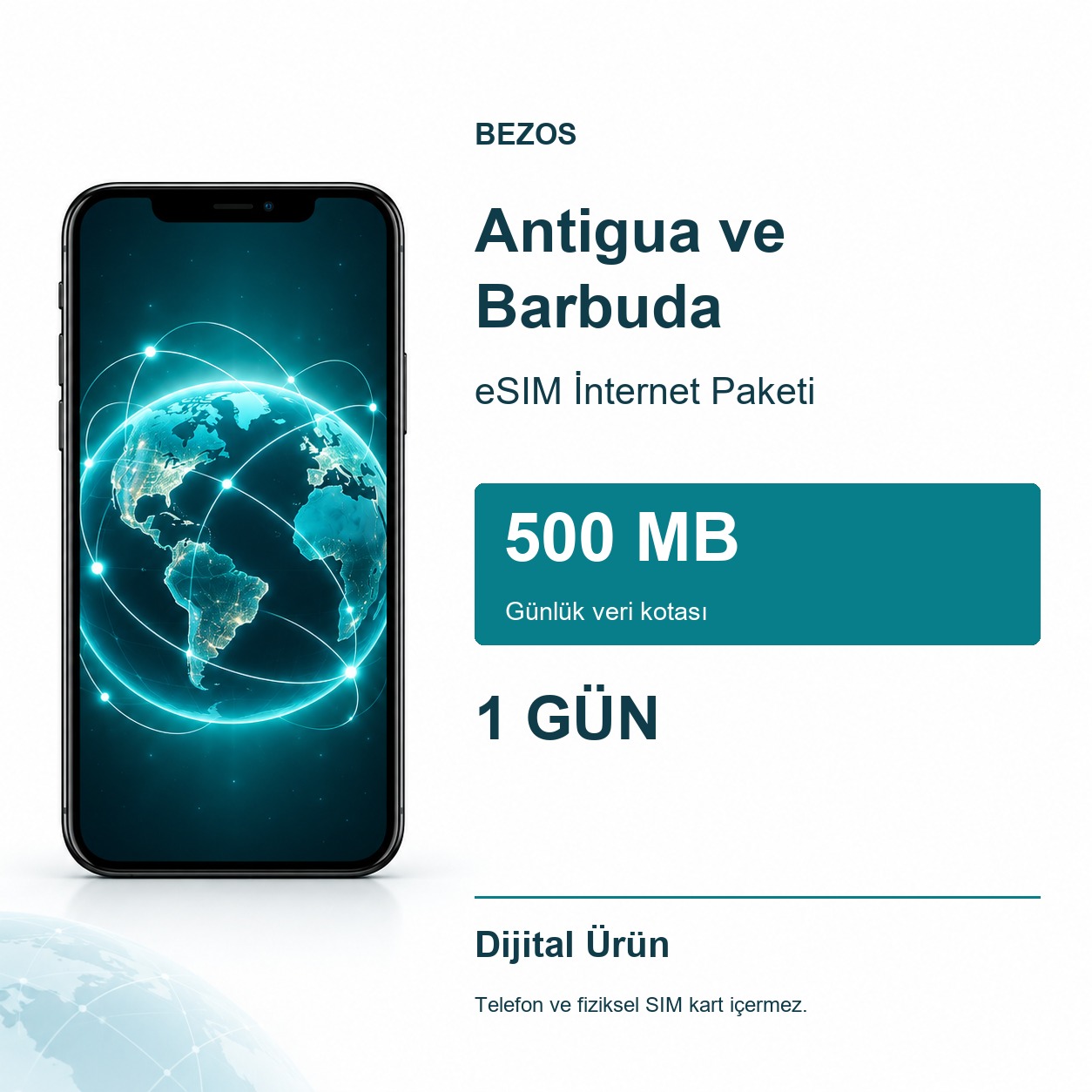 Antigua ve Barbuda eSIM İnternet Paketi Günlük 500 MB 1 Gün