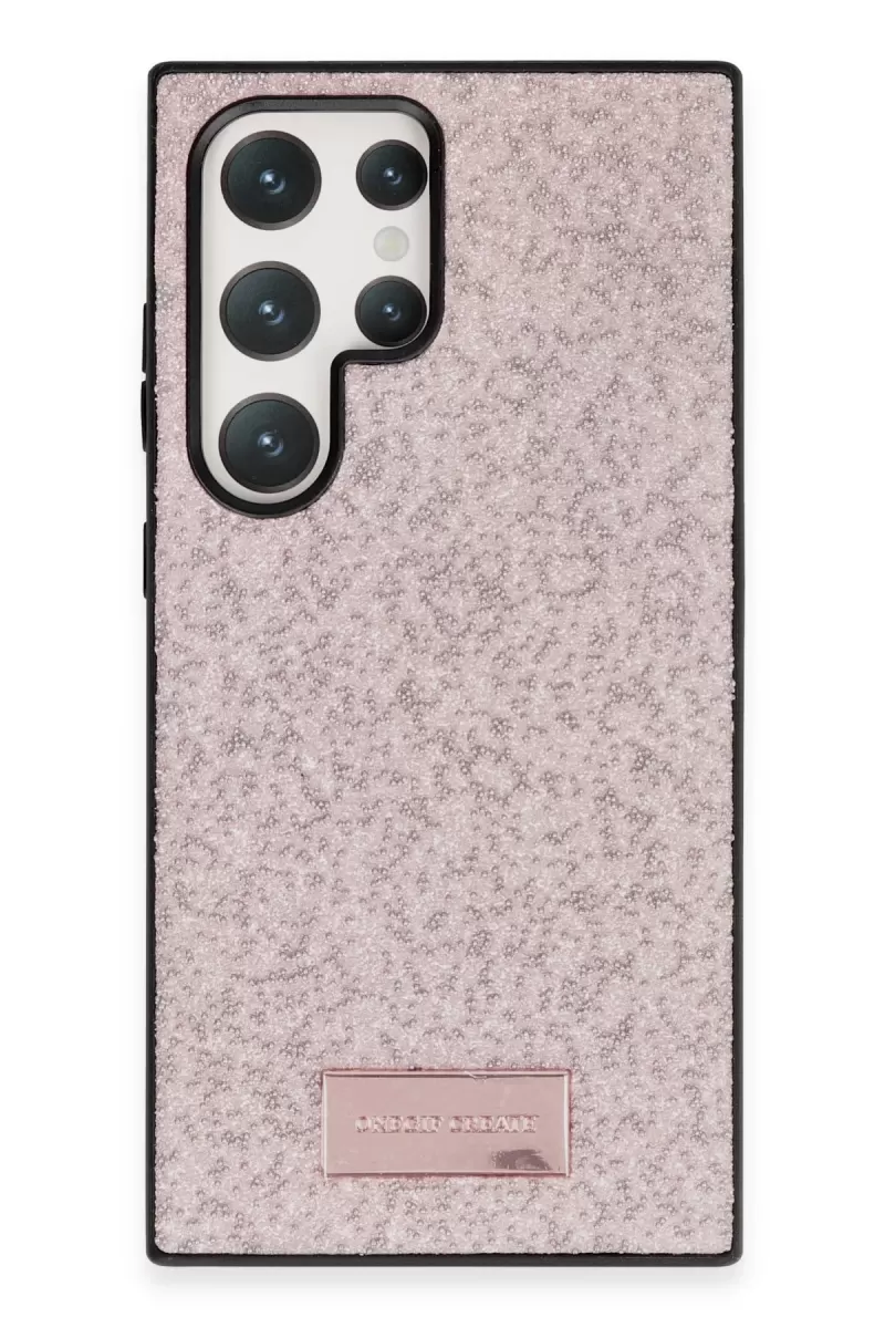 Onegif Samsung Galaxy S23 Ultra Uyumlu Bright Simli Kapak - Pembe