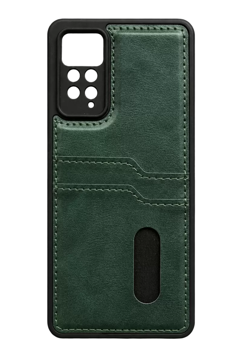 Xiaomi Redmi Note 12 Pro 4G Uyumlu Kılıf Sara Kartvizitli Deri Kılıf - Koyu Yeşil
