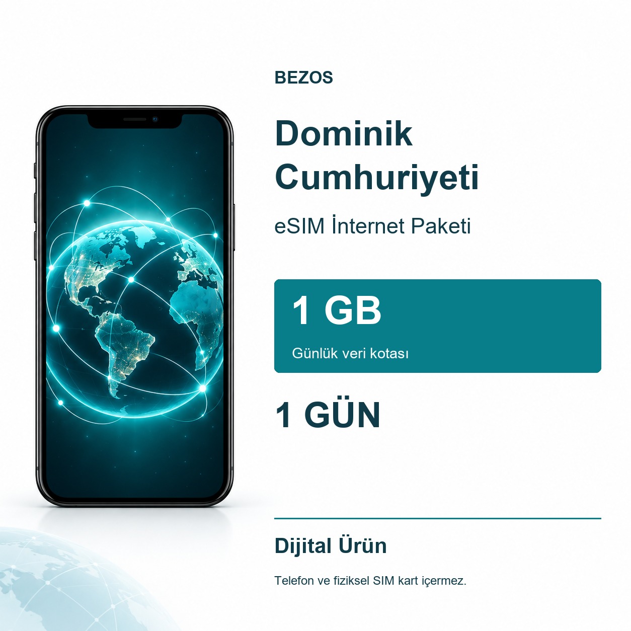 Dominik Cumhuriyeti eSIM İnternet Paketi Günlük 1 GB 1 Gün