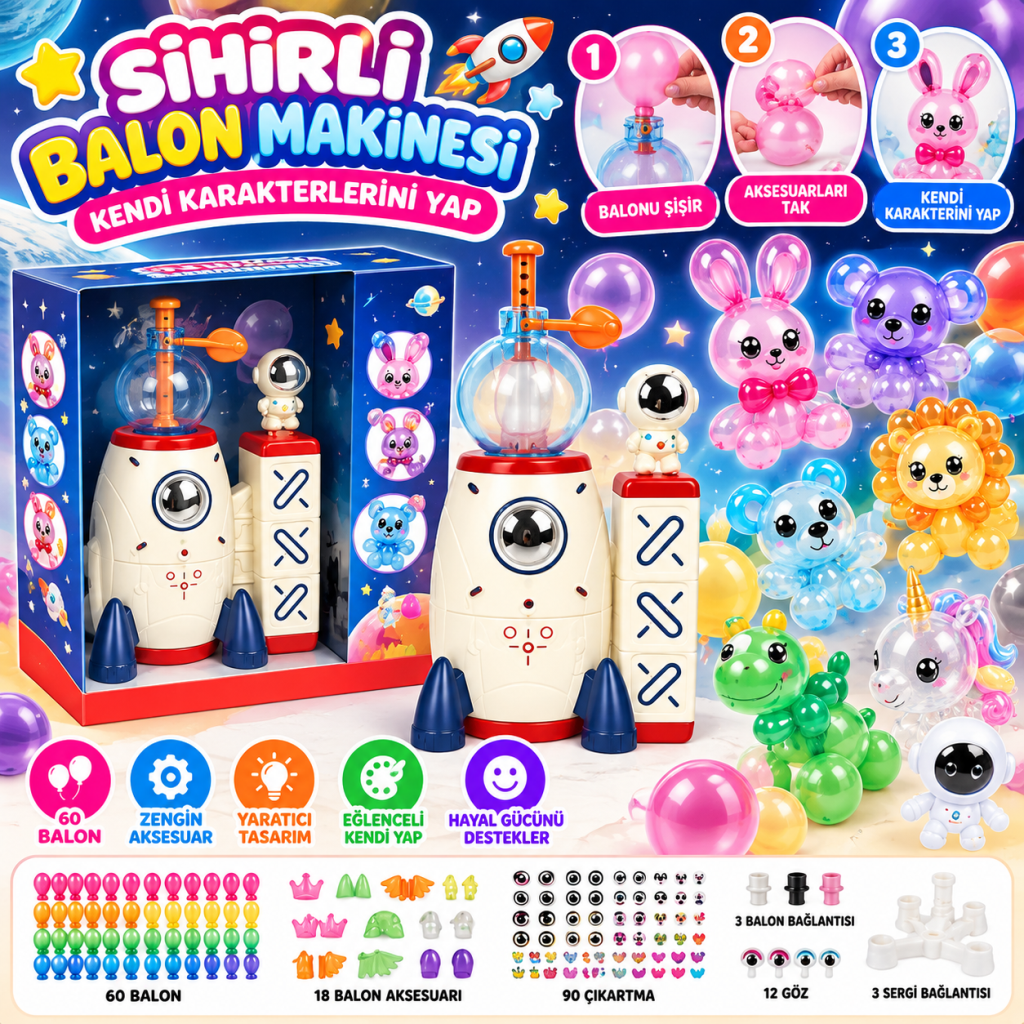T328-ROCKET BALON MAKİNESİ KENDİ KARAKTERLERİNİ YAP