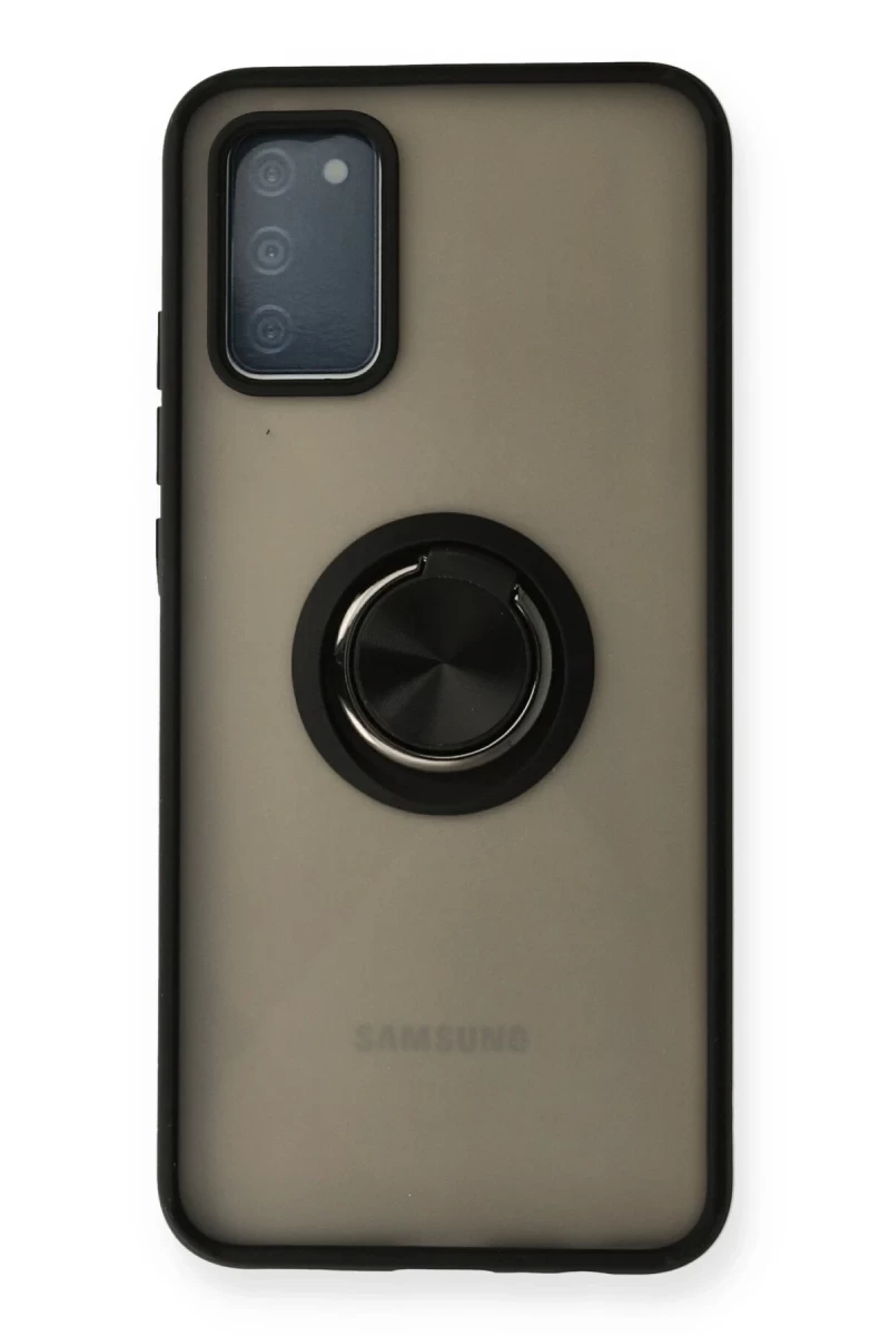 Samsung Galaxy A02S Uyumlu Kılıf Montreal Yüzüklü Silikon Kapak - Siyah