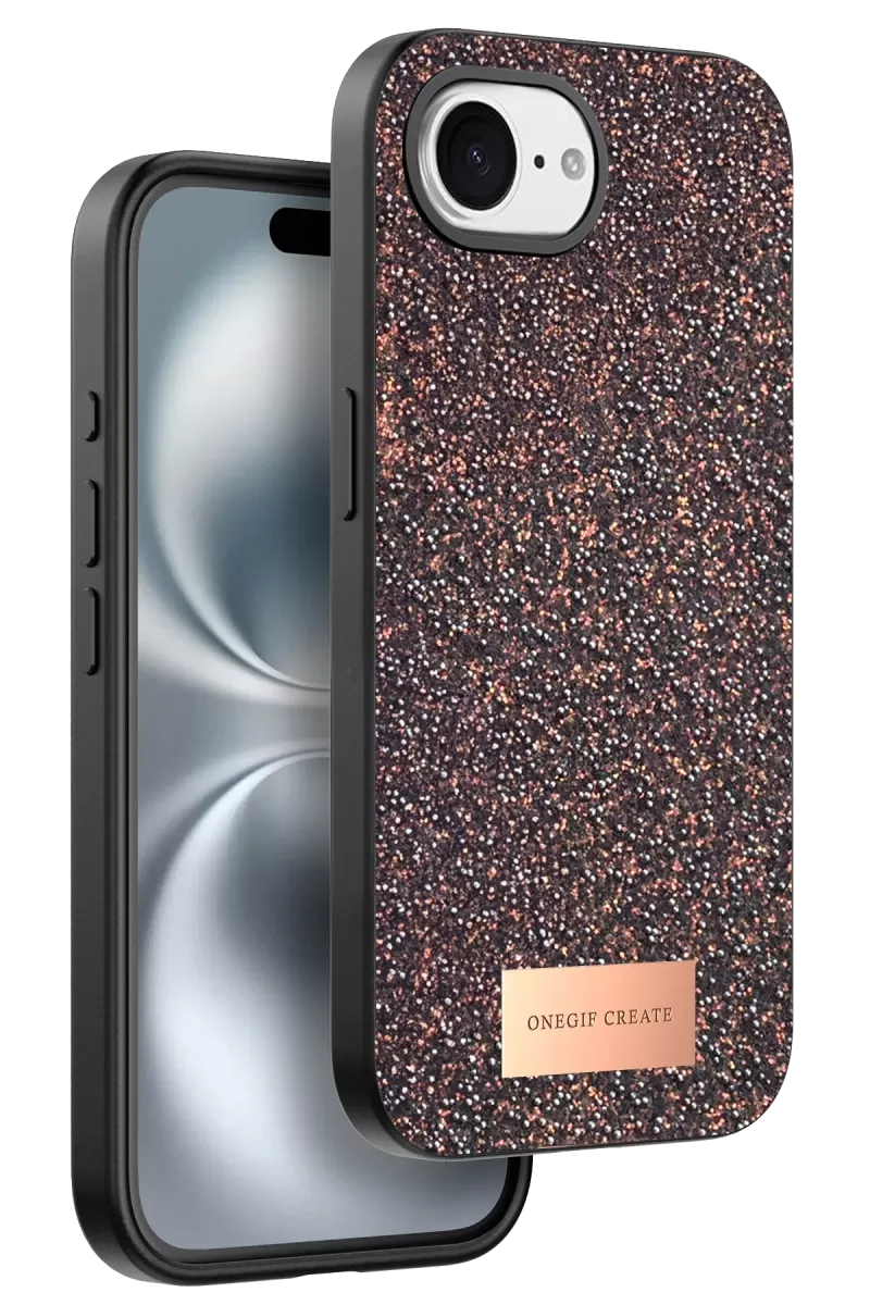 Onegif Apple iPhone 16E Uyumlu Bright Simli Kapak - Derin Mor