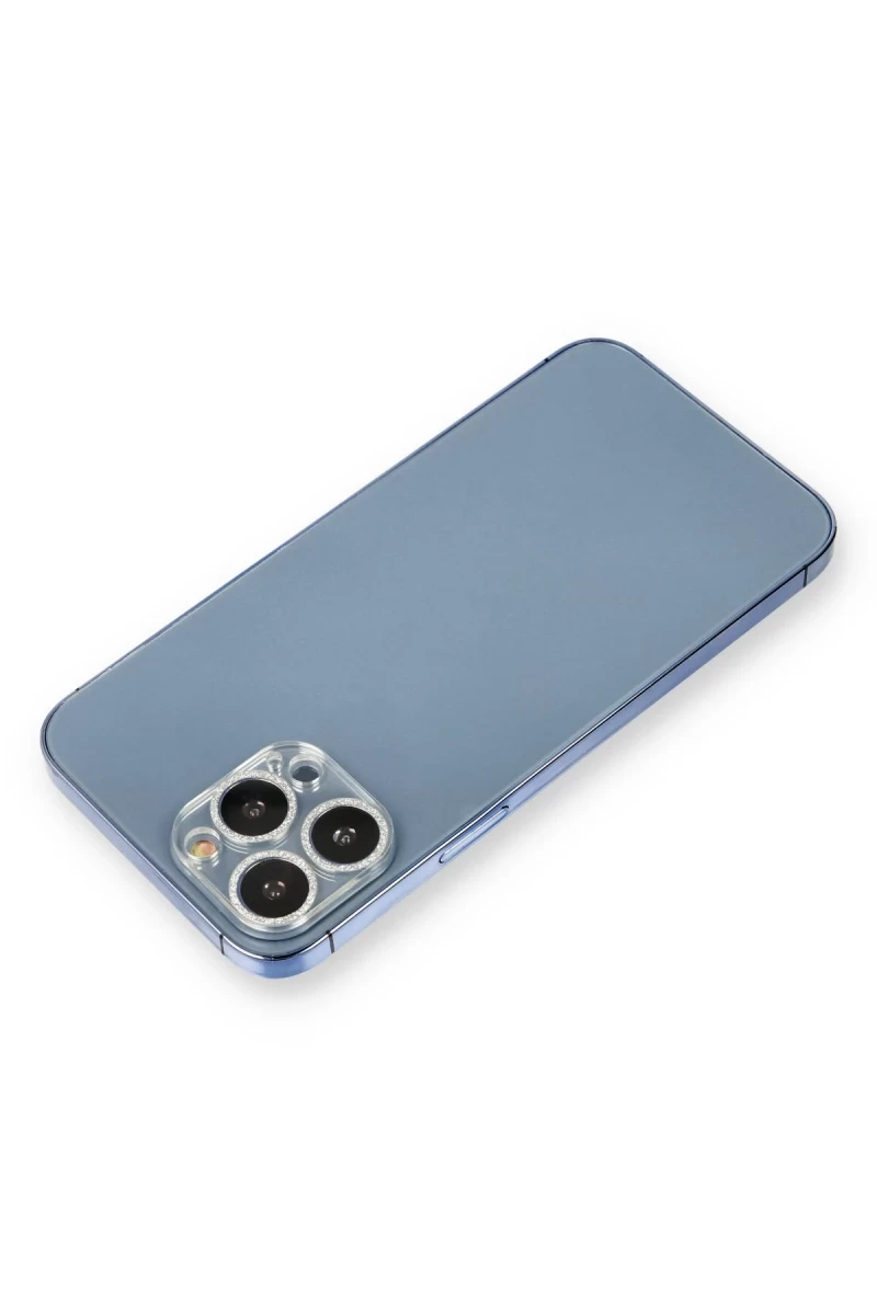 Apple iPhone 12 Pro Uyumlu Shine Kamera Lens Koruma Cam - Gümüş