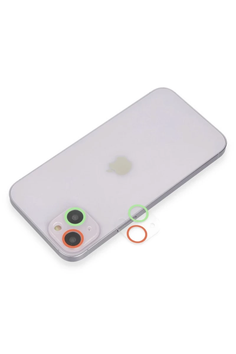 Apple iPhone 13 Mini Uyumlu Renkli Kamera Lens Koruma Cam - Yeşil-Pembe