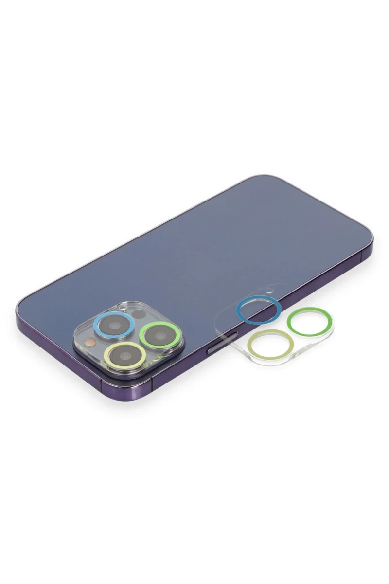 Apple iPhone 12 Pro Uyumlu Renkli Kamera Lens Koruma Cam - Yeşil-Sarı