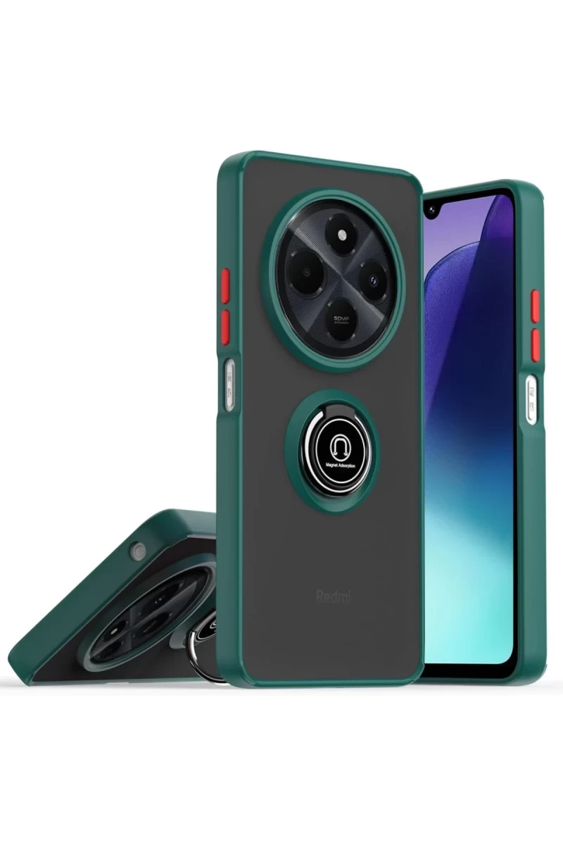 Realme C75 4G Uyumlu Kılıf Montreal Yüzüklü Silikon Kapak - Yeşil