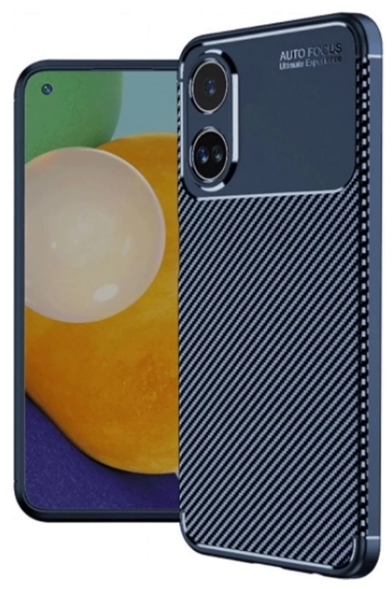 Oppo A38 Uyumlu Kılıf Auto Focus Karbon Kapak - Lacivert