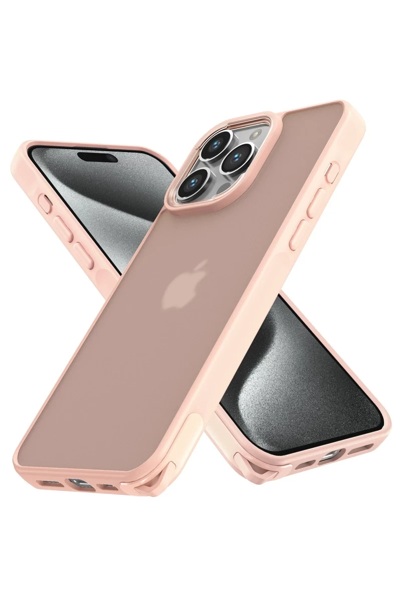 Apple iPhone 14 Pro Uyumlu Kılıf Elegant Kapak - Pudra