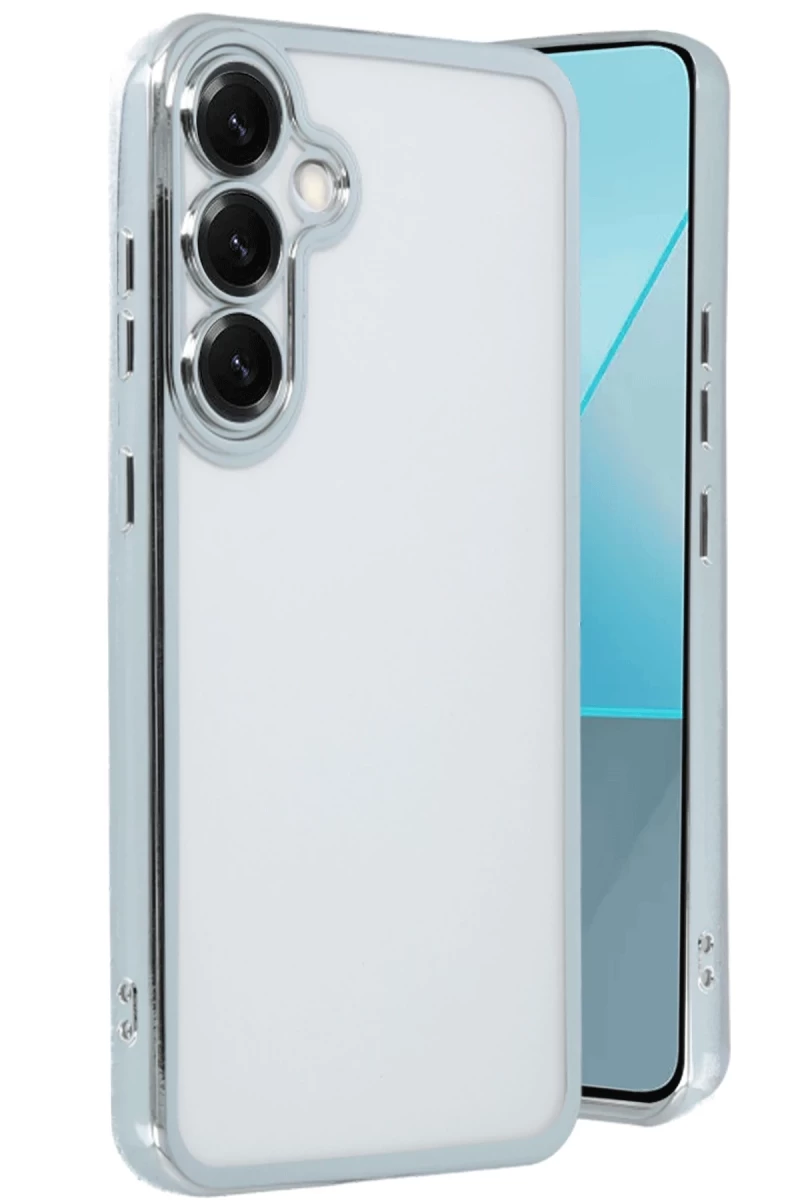Samsung Galaxy S25 Plus Uyumlu Kılıf Lensli Silikon - Gümüş