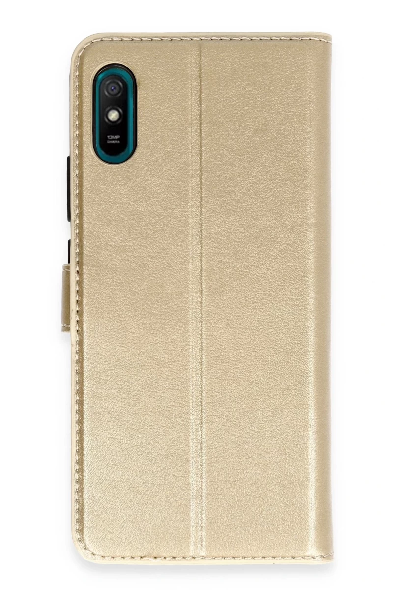 Xiaomi Redmi 9A Uyumlu Kılıf Trend S Plus Kapaklı Kılıf - Gold