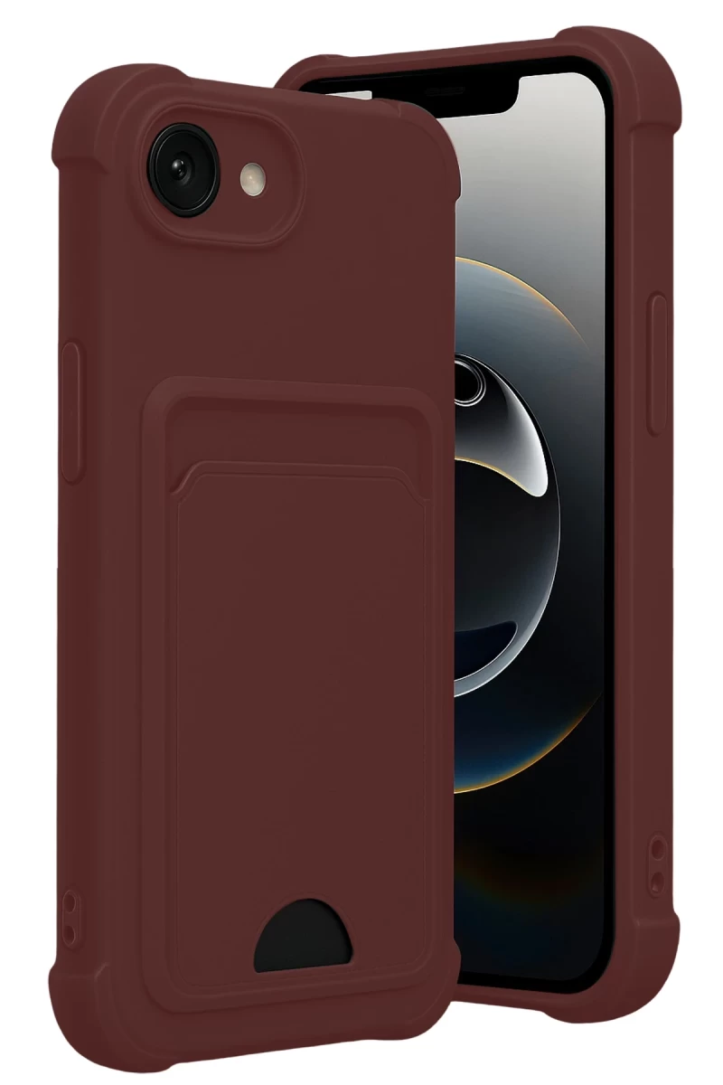 Apple iPhone 16E Uyumlu Kelvin Kartvizitli Silikon - Bordo