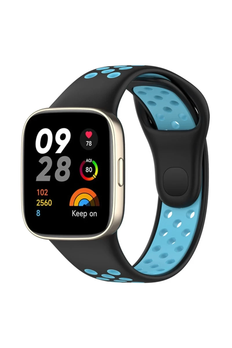 Xiaomi Redmi Watch 3 Spor Delikli Kordon - Siyah-Mavi