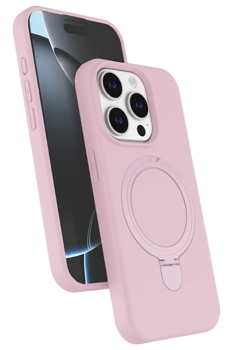 Apple iPhone 14 Pro Max Uyumlu Regal Magsafe Standlı Kapak - Açık Pembe