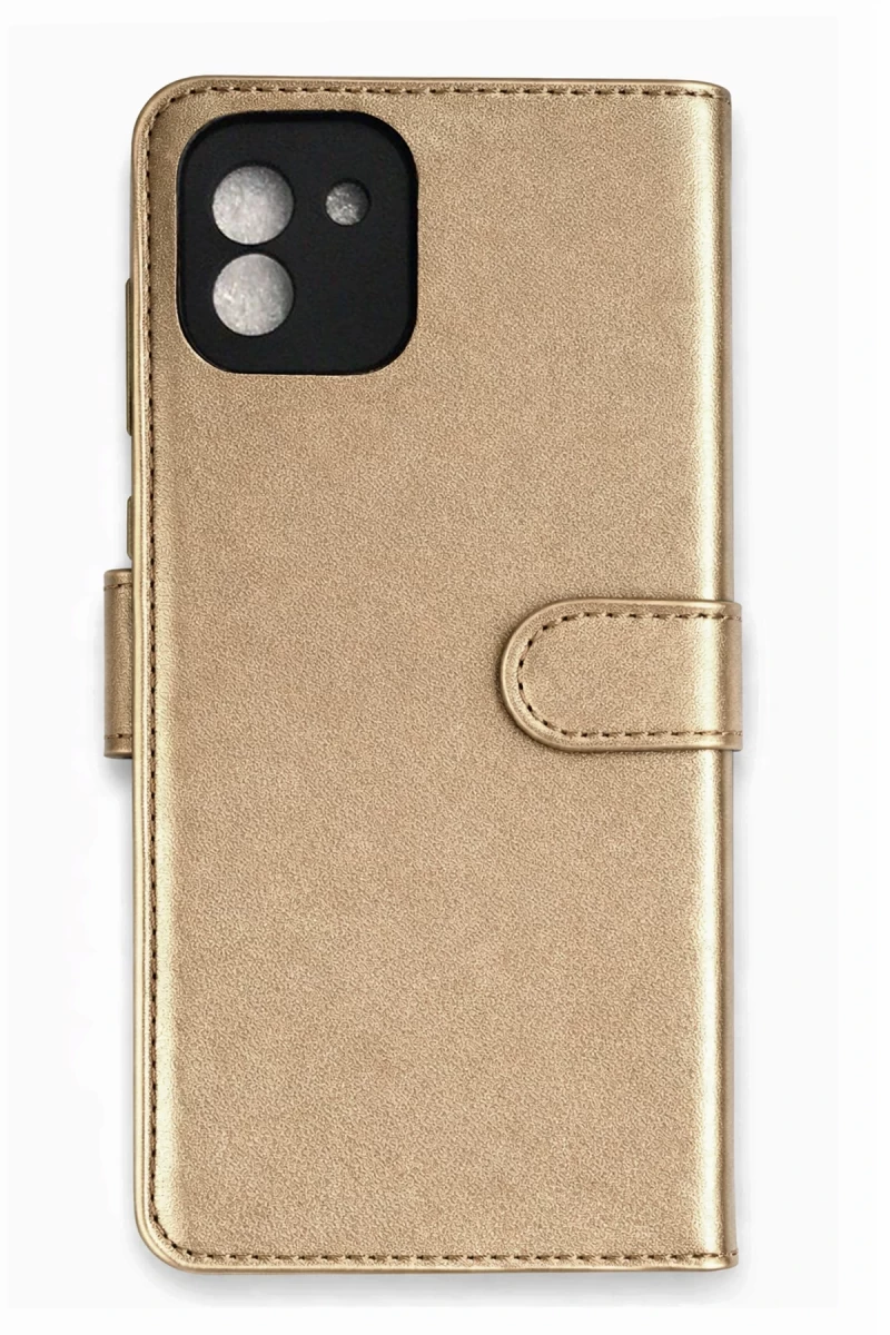 Samsung Galaxy A03 Uyumlu Kılıf Trend S Plus Kapaklı Kılıf - Gold