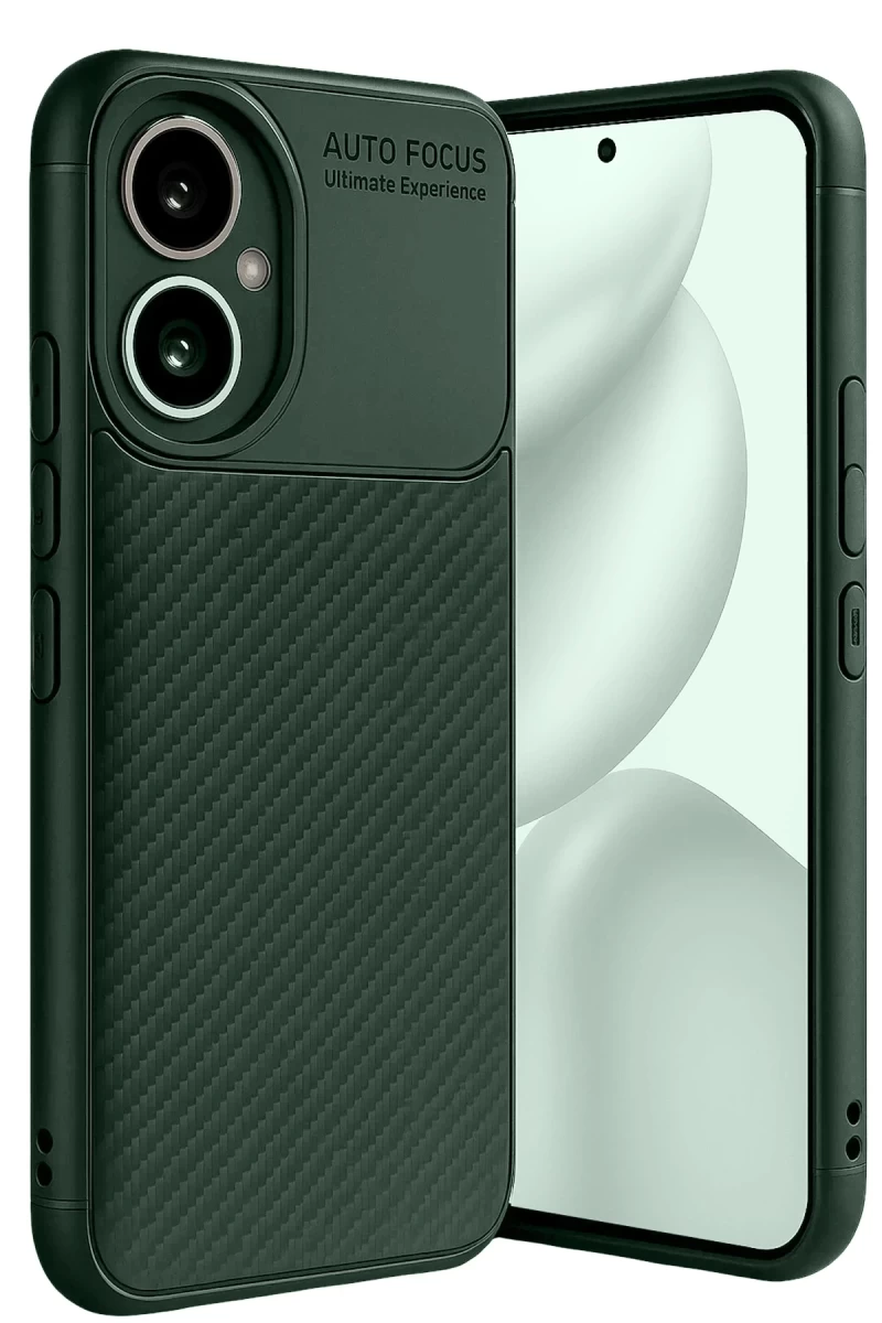 Honor 400 Uyumlu Kılıf Auto Focus Karbon Kapak - Koyu Yeşil
