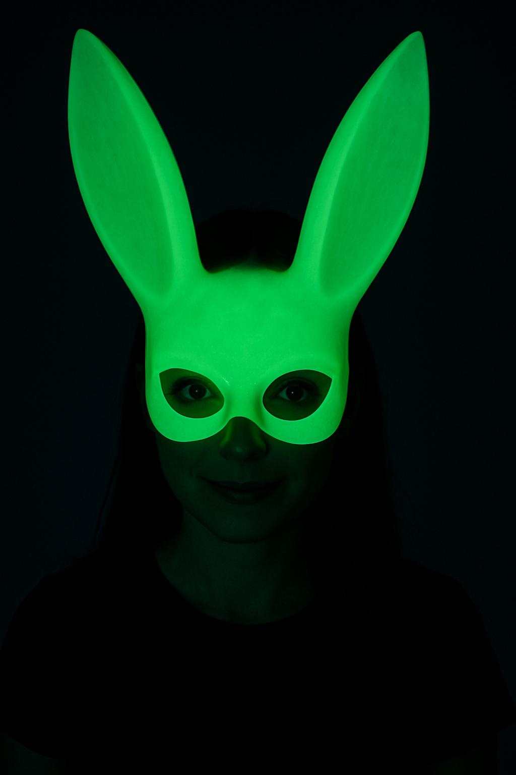 Karanlıkta Parlayan Fosforlu Tavşan Maskesi ? Glow Bunny Masquerade Maske (32x22 cm)