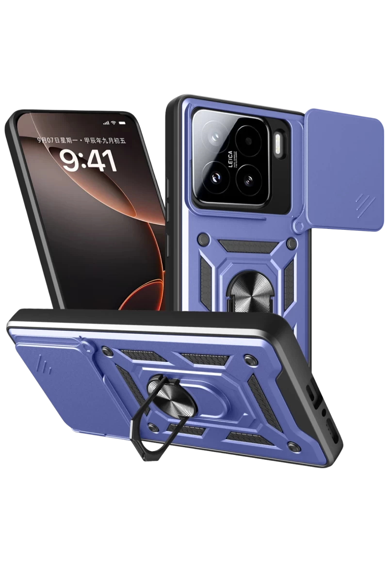 Xiaomi Mi 15 Uyumlu Kılıf Pars Lens Yüzüklü Silikon - Lacivert