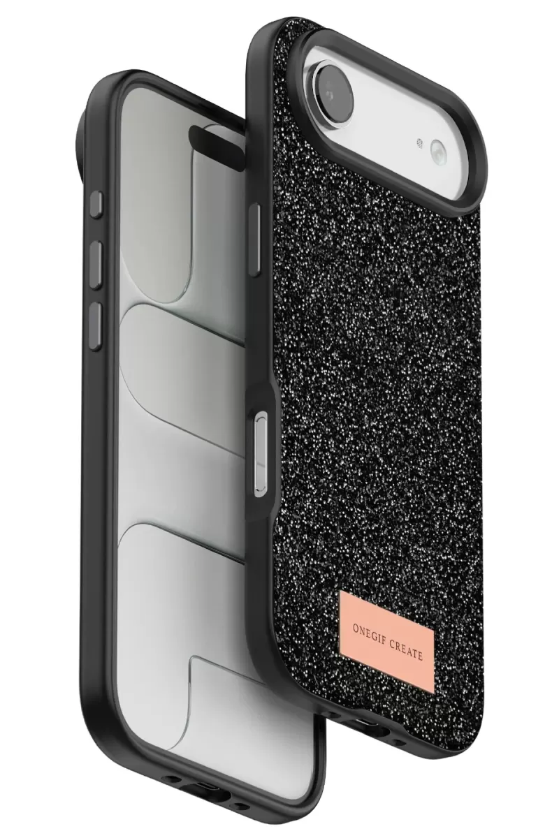 Onegif Apple iPhone 17 Uyumlu Air Uyumlu Bright Simli Kapak - Siyah