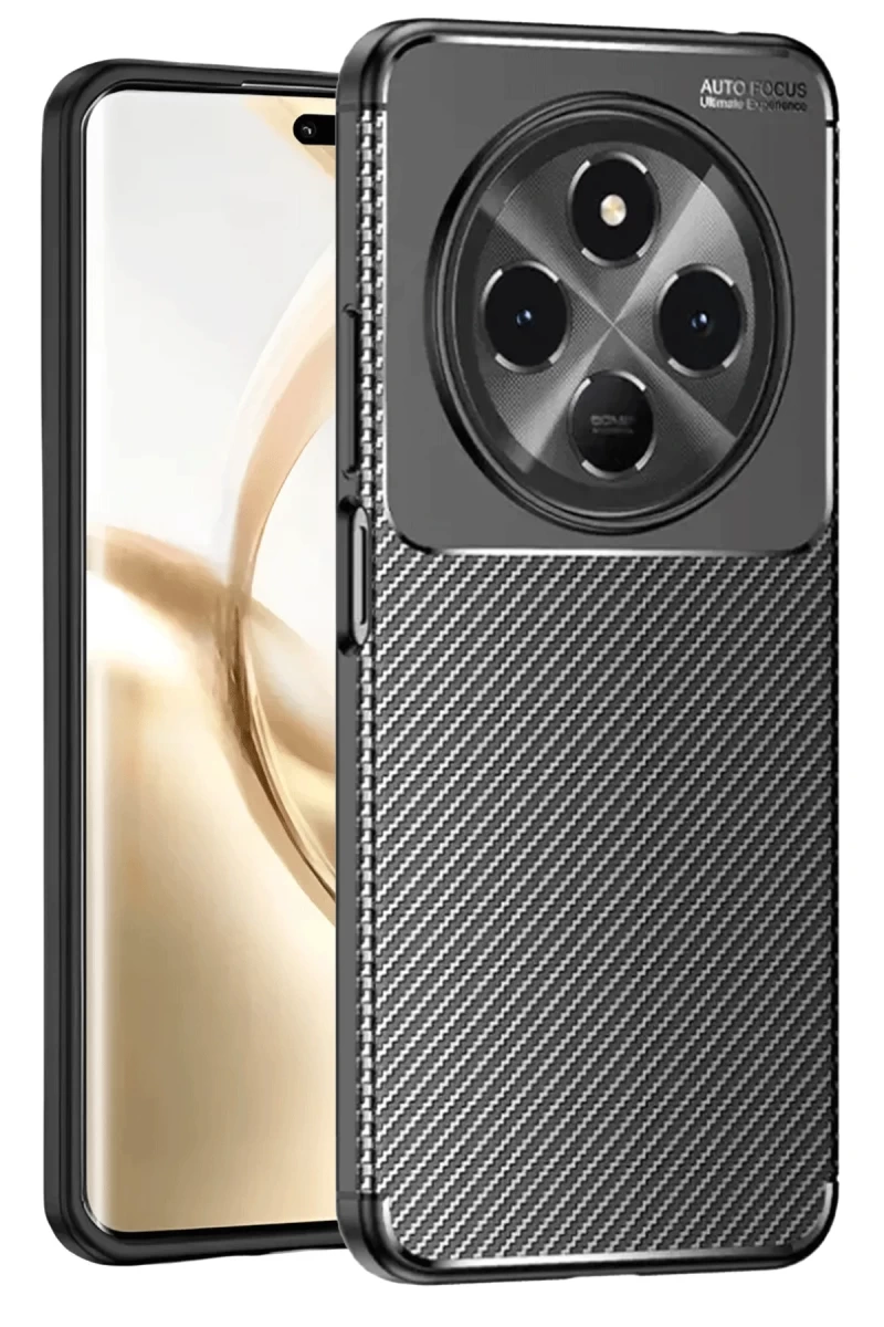 Tecno Spark 30 Uyumlu Kılıf Auto Focus Karbon Kapak - Siyah