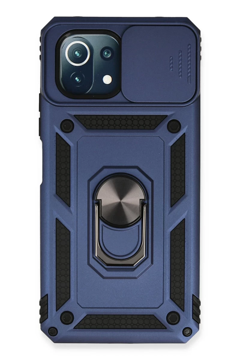 Xiaomi Mİ 11 Lite Uyumlu Kılıf Pars Lens Yüzüklü Silikon - Lacivert