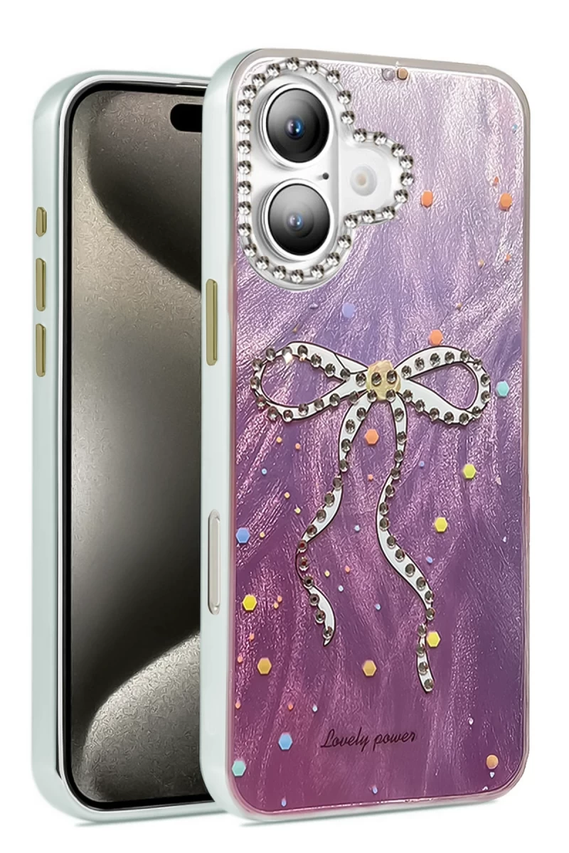 Apple iPhone 16 Uyumlu Kılıf Blade Aynalı Desenli Kapak - Desen 1