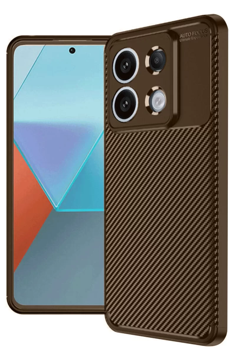 Xiaomi Redmi Note 13 Pro 4G Uyumlu Kılıf Auto Focus Karbon Kapak - Kahverengi