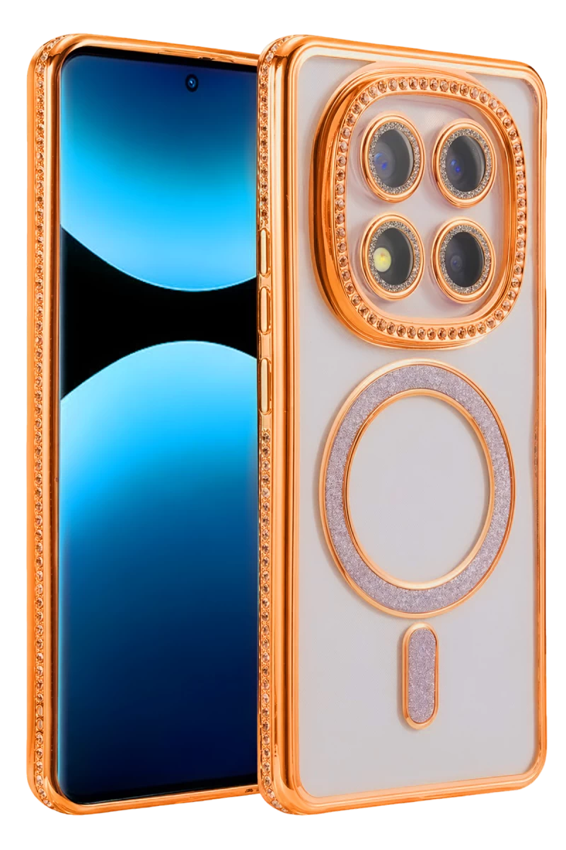 Xiaomi Redmi Note 15 Pro 5G Uyumlu Joke Simli Magneticsafe Kılıf - Turuncu